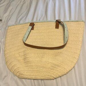 Jen & Co Vegan Seagrass Shoulder Tote Bag | Green handle